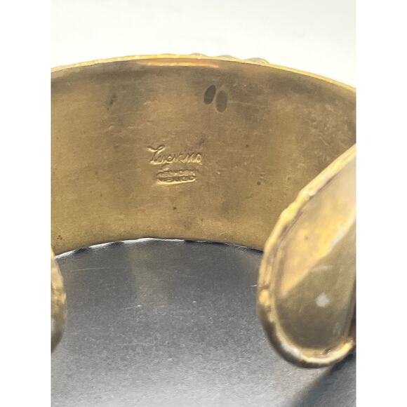 *Luciano Signed Mixed Metals Brass Copper Handmade Worked Ornate Cuff Mexico - Picture 6 of 7